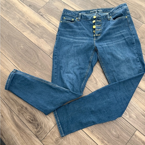 Michael Kors Blue Skinny Jeans with Gold Accents - Picture 1 of 5